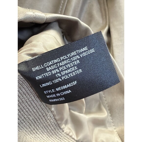 Mo-Ka SantaFe Taupe Faux Leather Moto Jacket Zip Pockets Sleeves Large - Picture 4 of 10